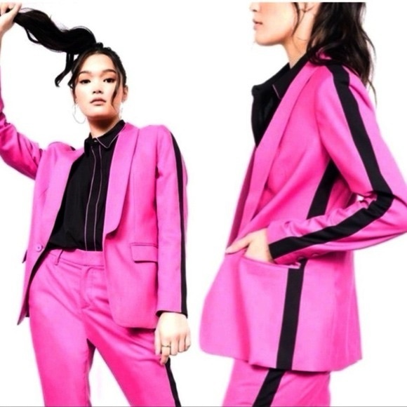 Wildfang Jackets & Blazers - WILDFANG The Empower Colorblock Suit Tux Blazer & Slim Crop Pant Orchid Black